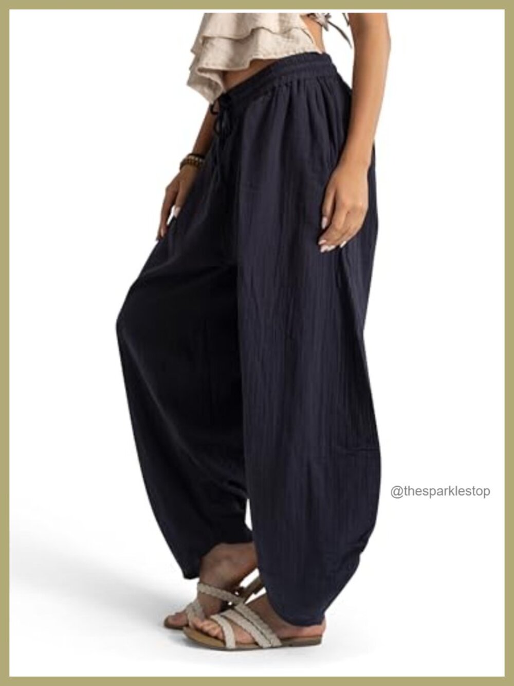 Cotton Barrel Harem Pants Boho Joggers Yoga Dance